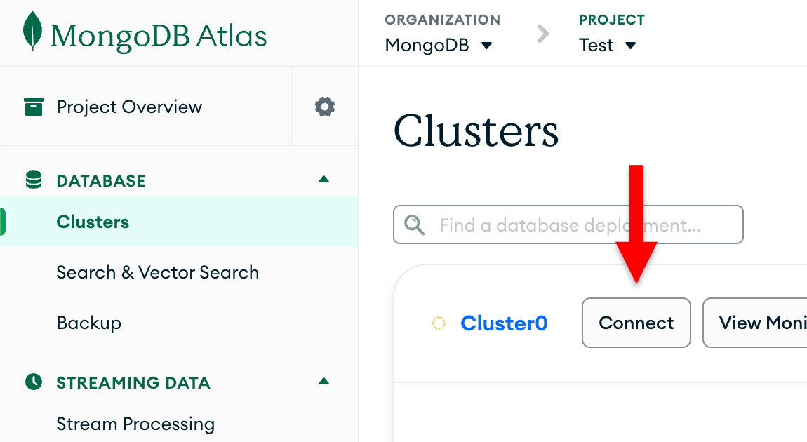 Atlas Connection GUI cluster selection screen